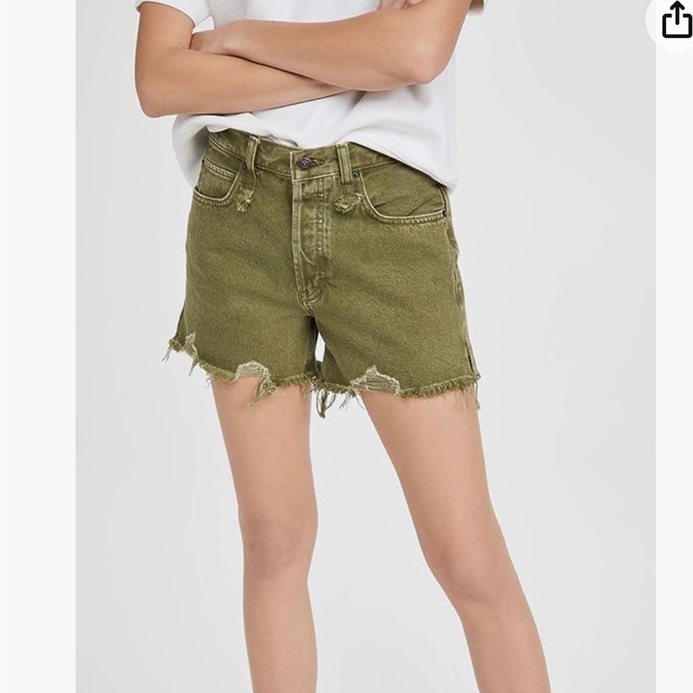 NWT Free People Makai green denim cut off beach festival vacation shorts size 25